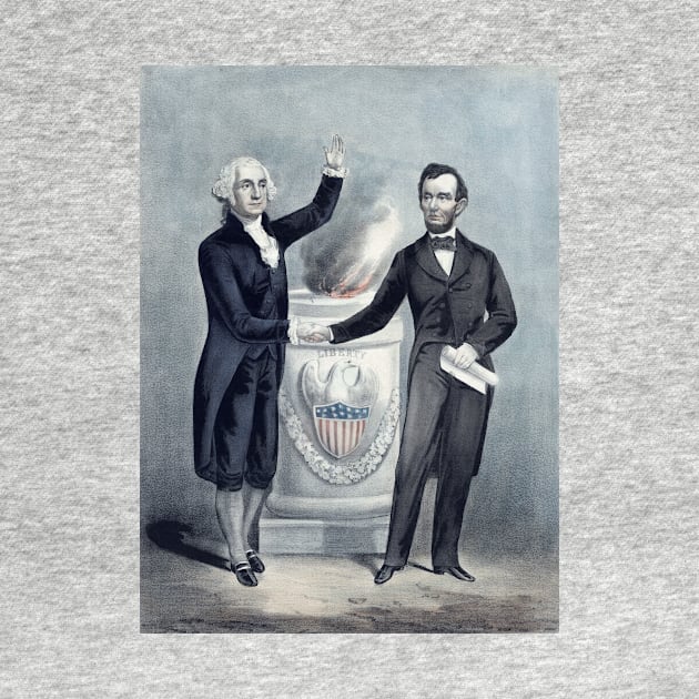 Washington and Lincoln Shaking Hands by warishellstore